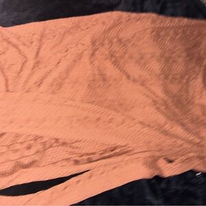 Rust Orange Textured Skirt With Slit